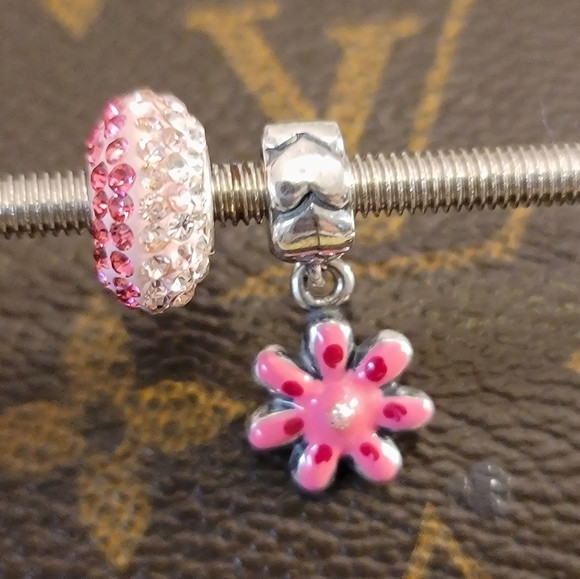 Bacio Jewelry Authentic Sterling Silver Dangle Flower Charm Bacio